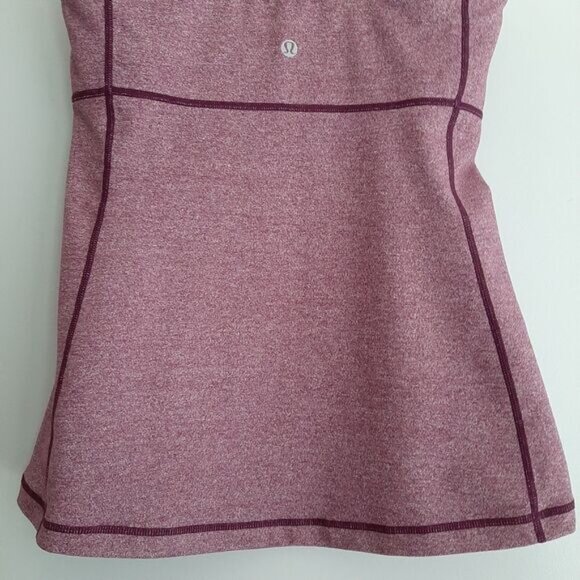 LULULEMON Scoop Neck Mesh T Back Tank Top Melange Burgundy Sz 8 - Picture 7 of 10